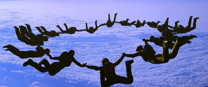 Purpose-Led Leadership - sky divers in a ring